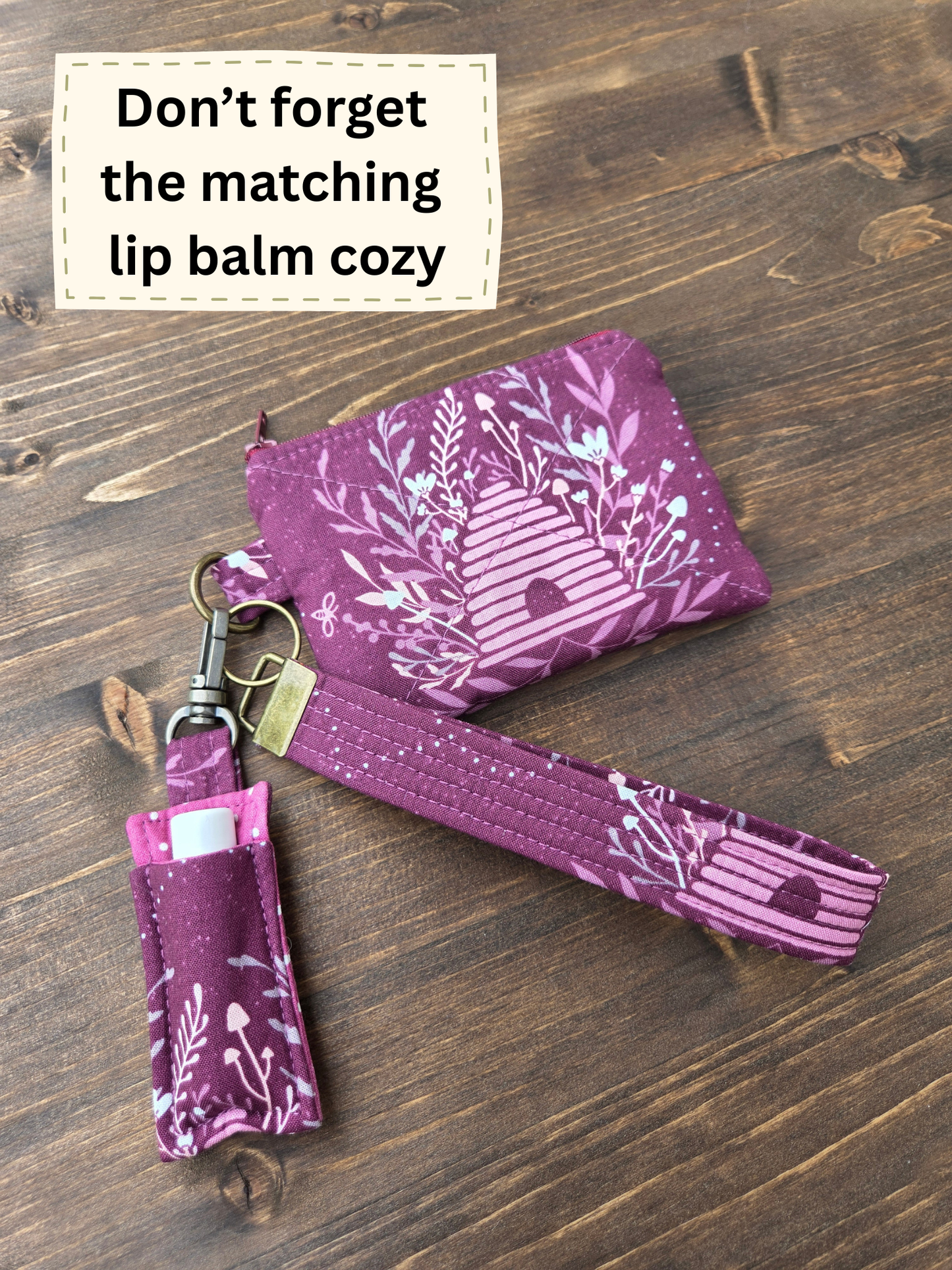 Keychain Wallet Plum Bee Fabric