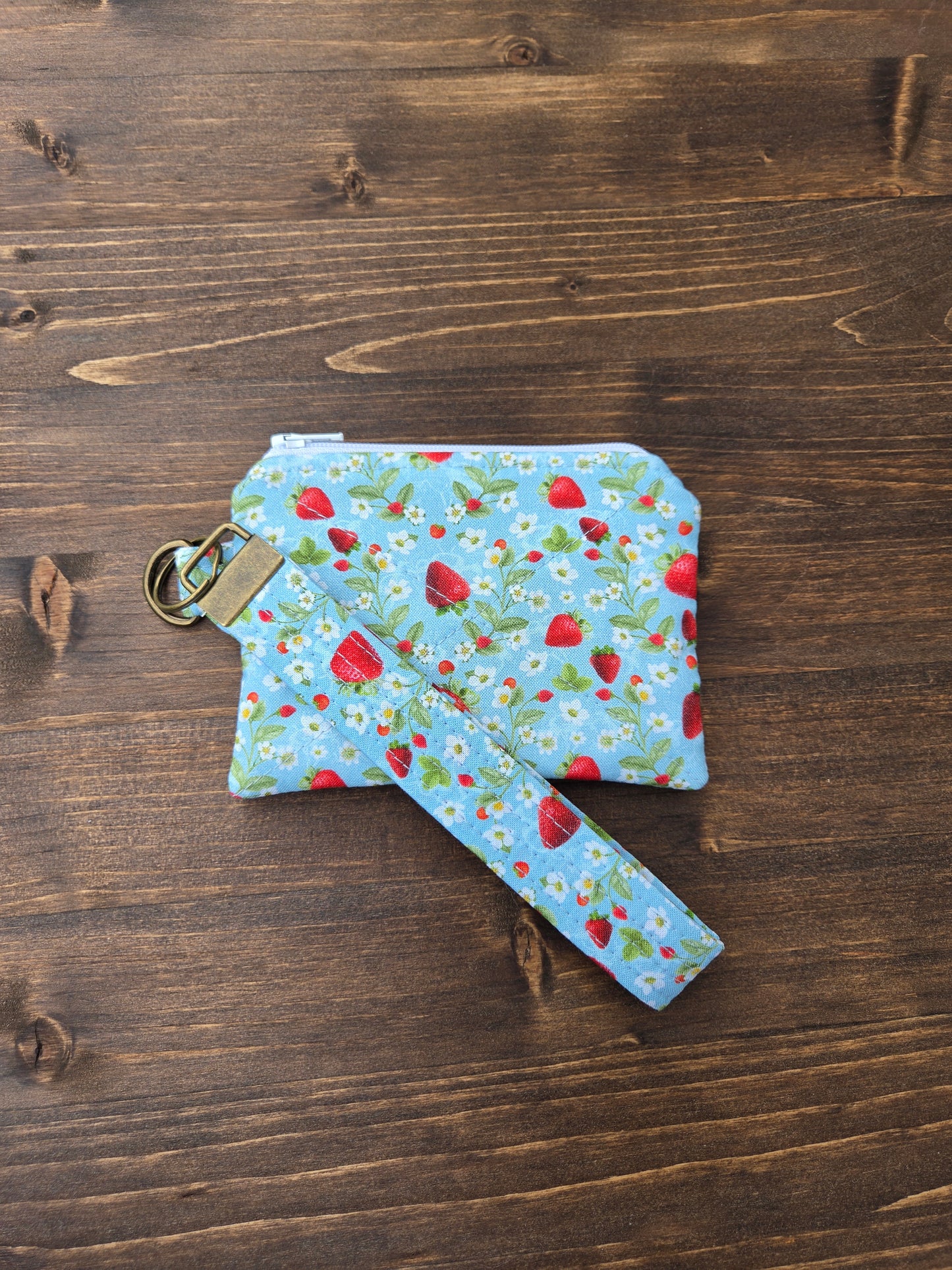 Keychain Wallet Strawberry Fabric