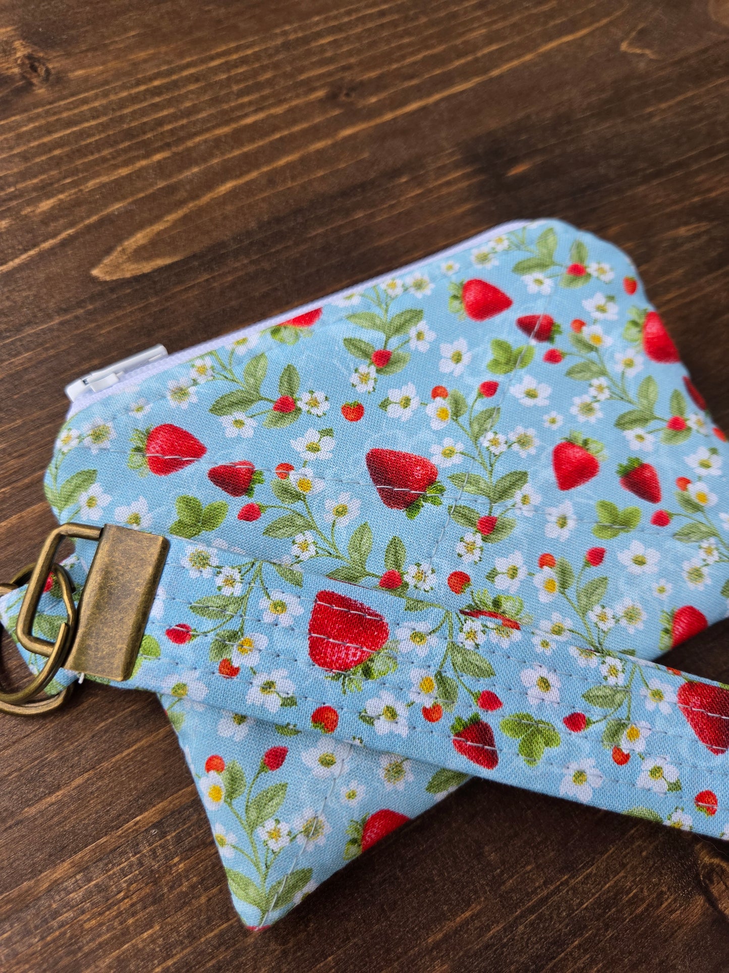Keychain Wallet Strawberry Fabric