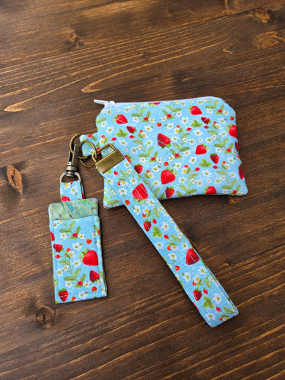 Lip Balm Cozy Strawberry Print