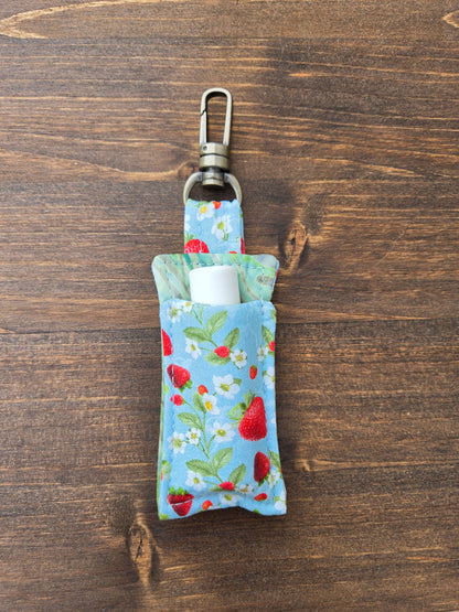 Lip Balm Cozy Strawberry Print