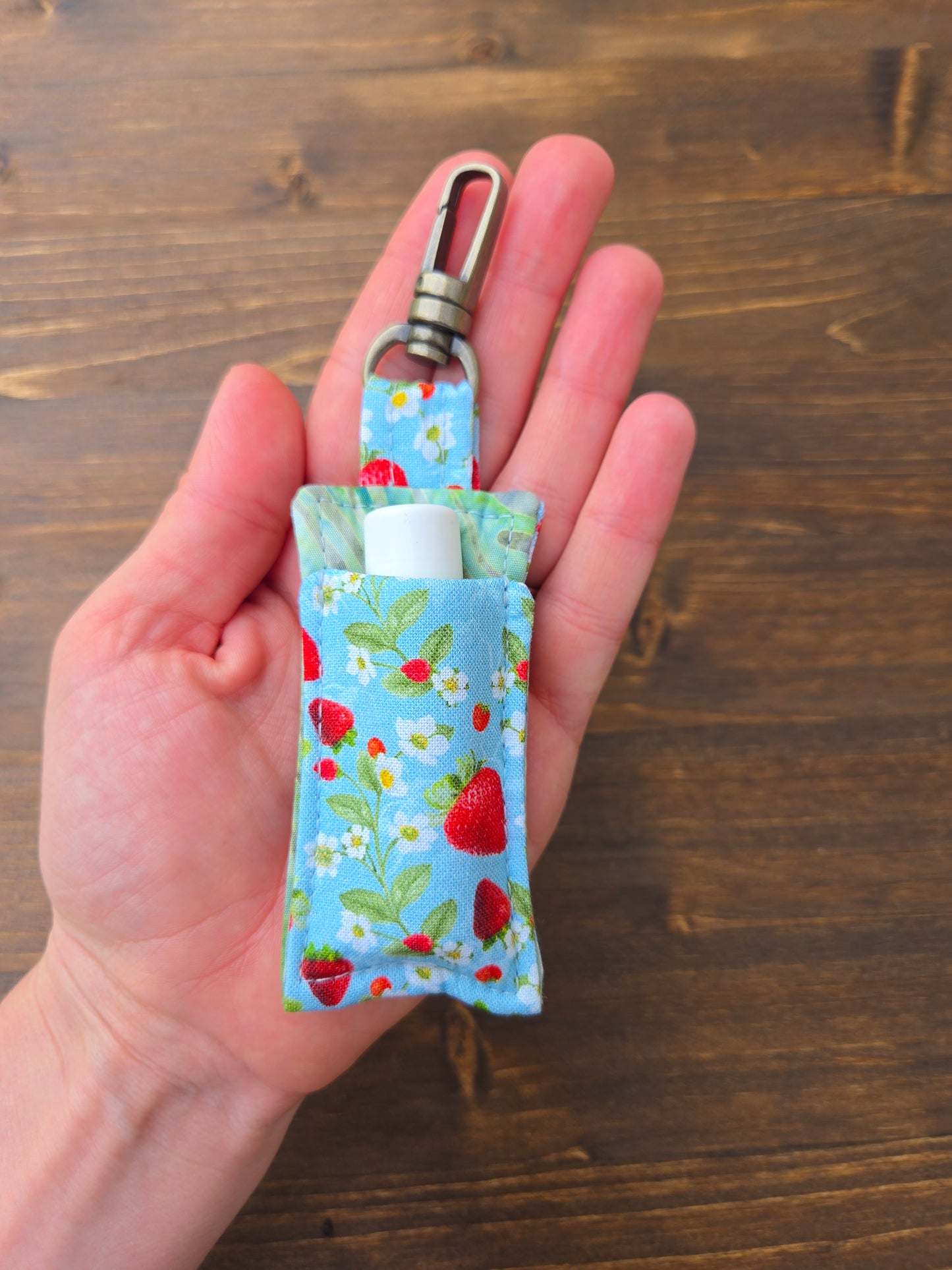 Lip Balm Cozy Strawberry Print