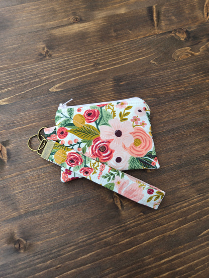 Keychain Wallet Green Floral