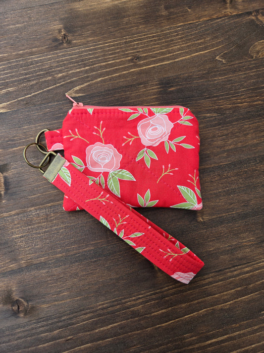 Keychain Wallet Red Floral