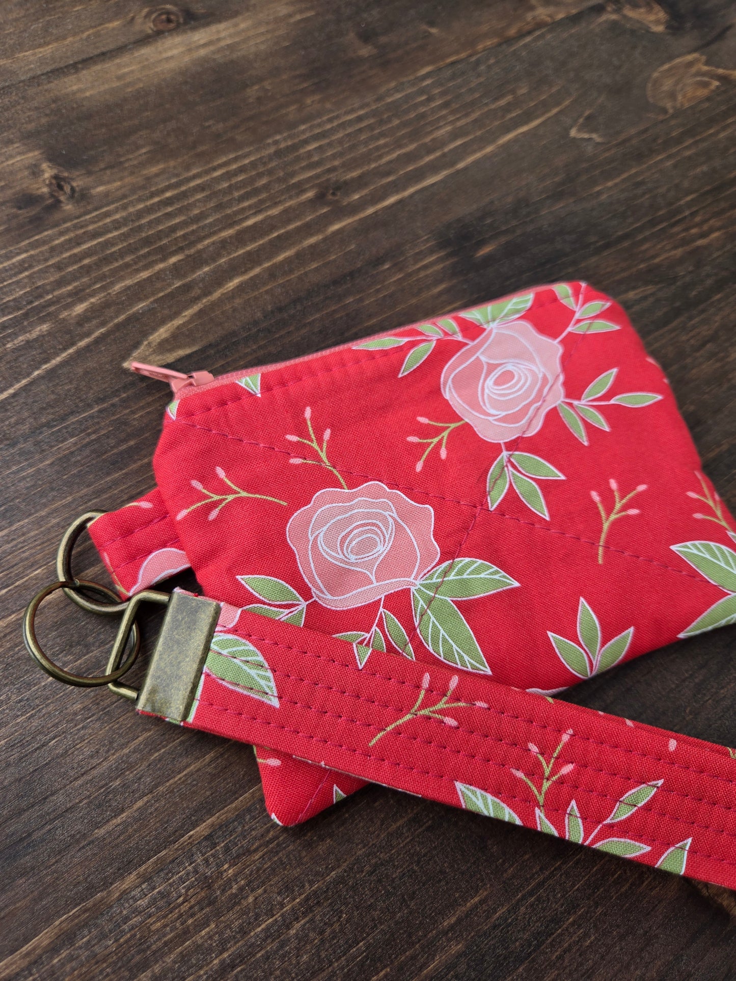 Keychain Wallet Red Floral
