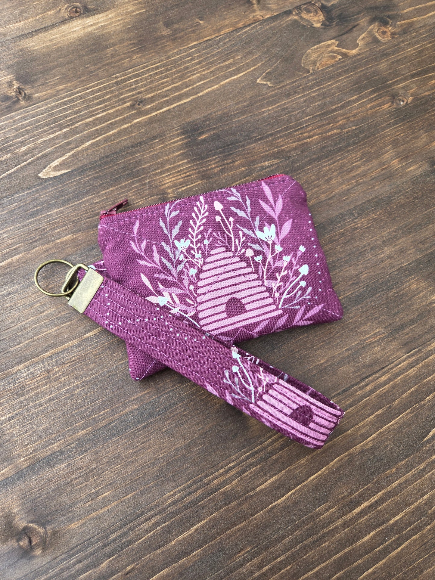 Keychain Wallet Plum Bee Fabric