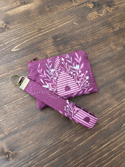 Keychain Wallet Plum Bee Fabric