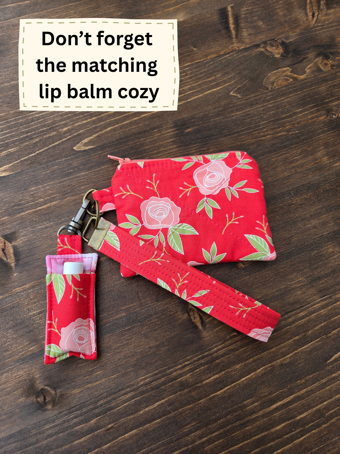 Keychain Wallet Red Floral