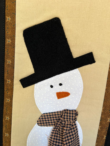 Mini Snowman Banner navy and tan scarf