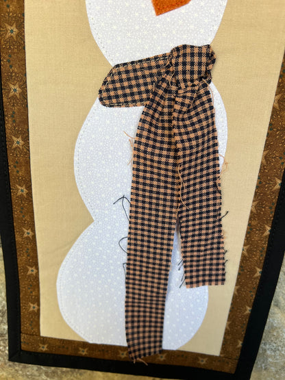 Mini Snowman Banner navy and tan scarf