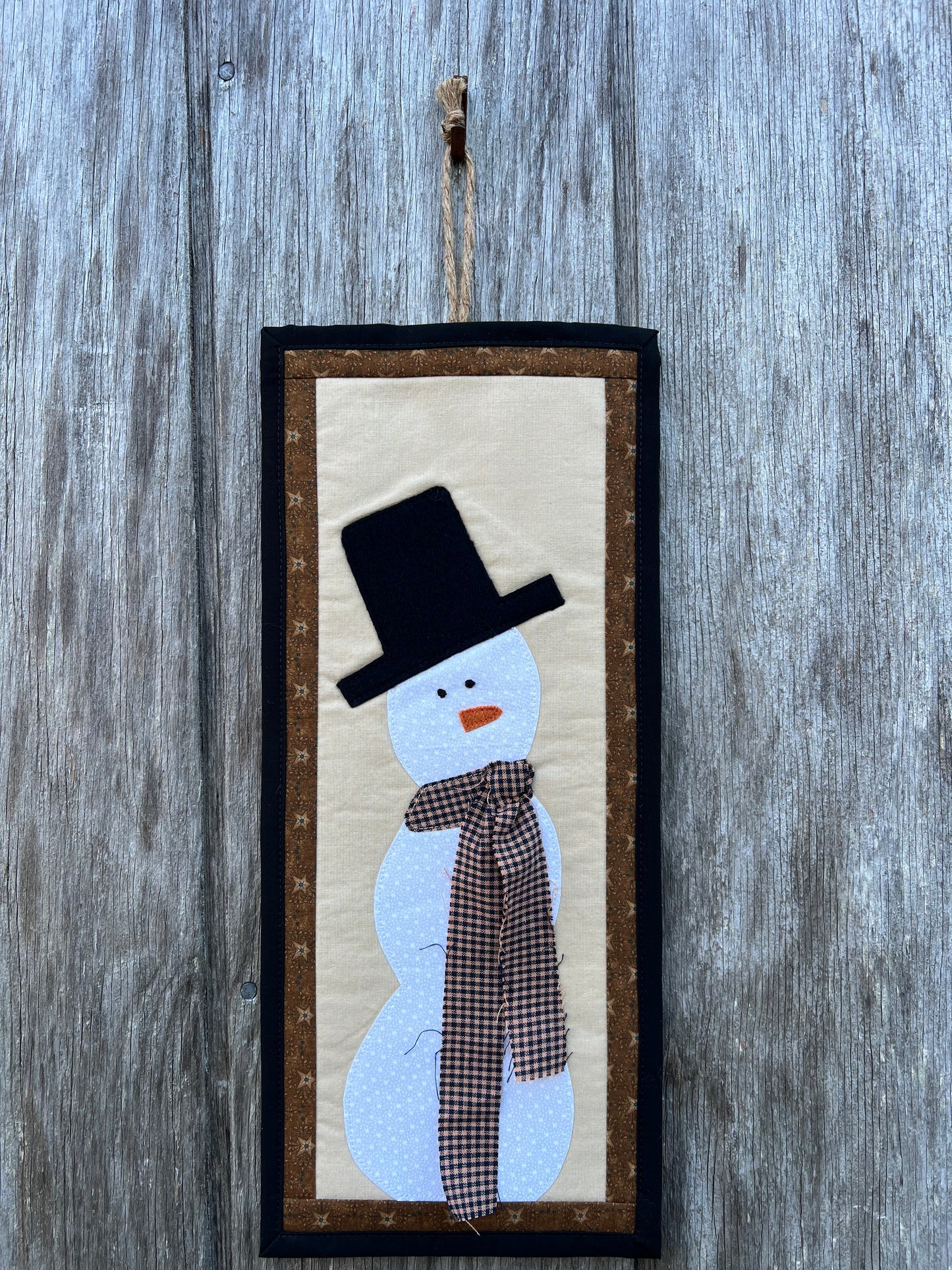 Mini Snowman Banner navy and tan scarf