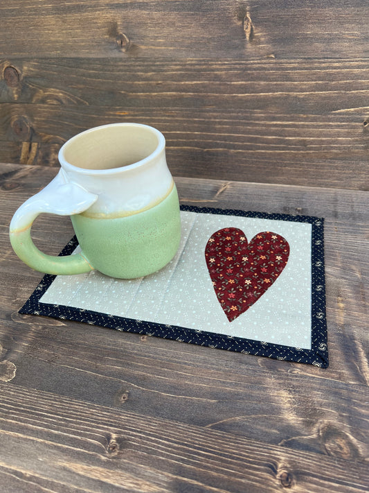 Heart Mug Rug Warm Country