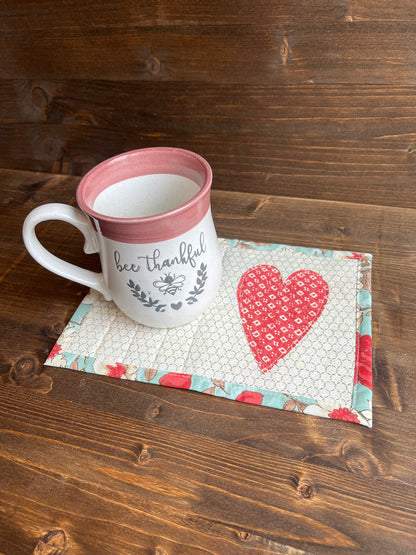 Heart Mug Rug Soft Floral