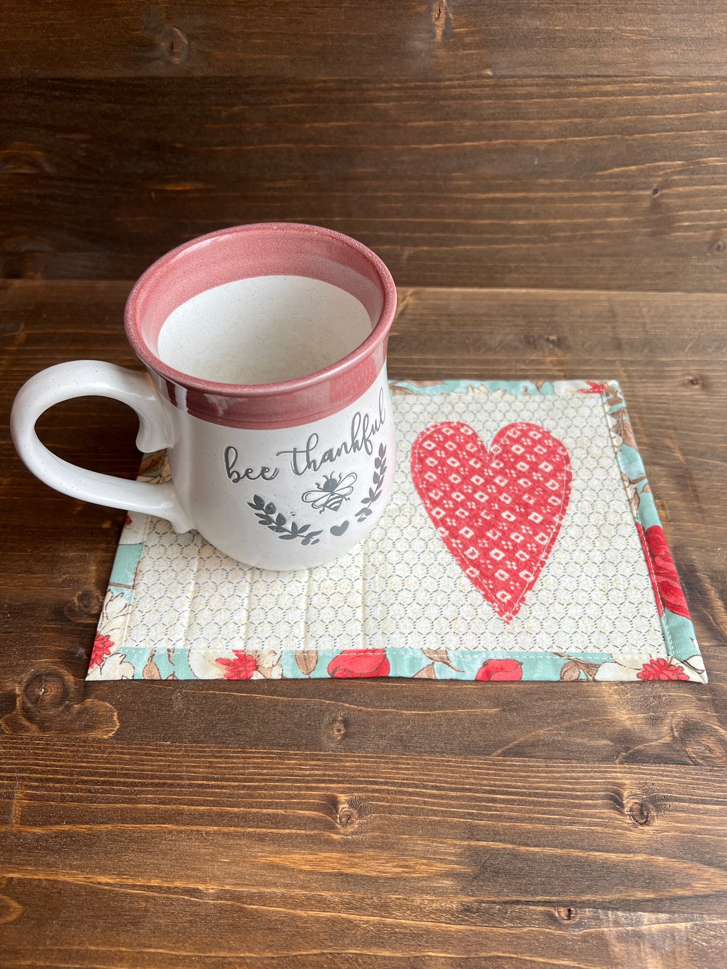Heart Mug Rug Soft Floral