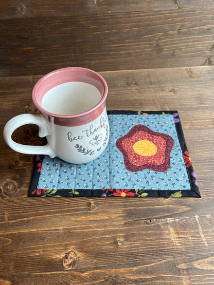 Whimsy Flower Mug Rug Blue