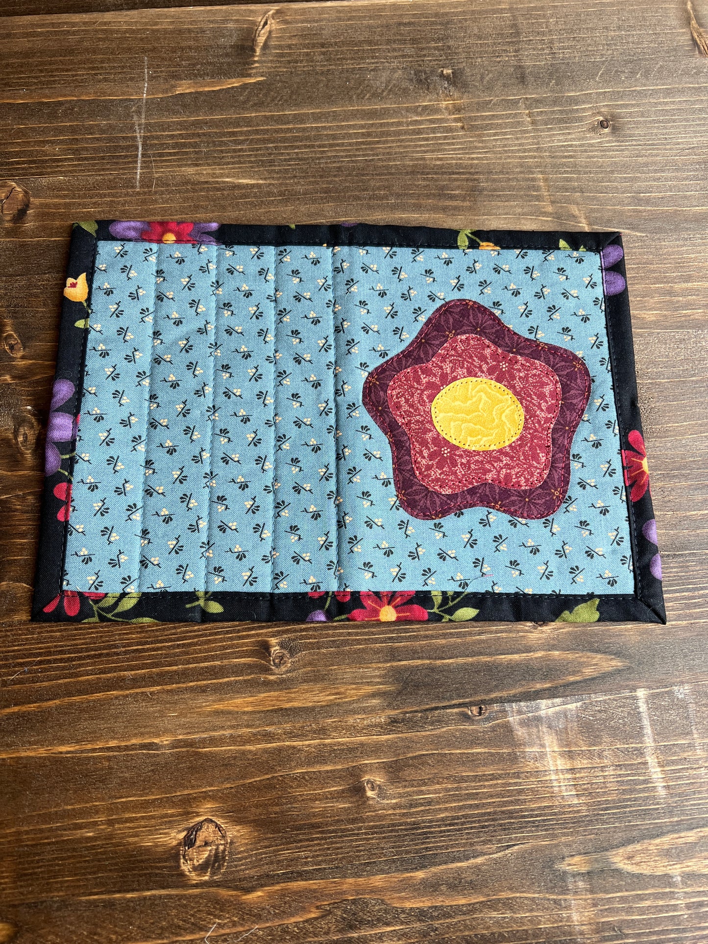 Whimsy Flower Mug Rug Blue