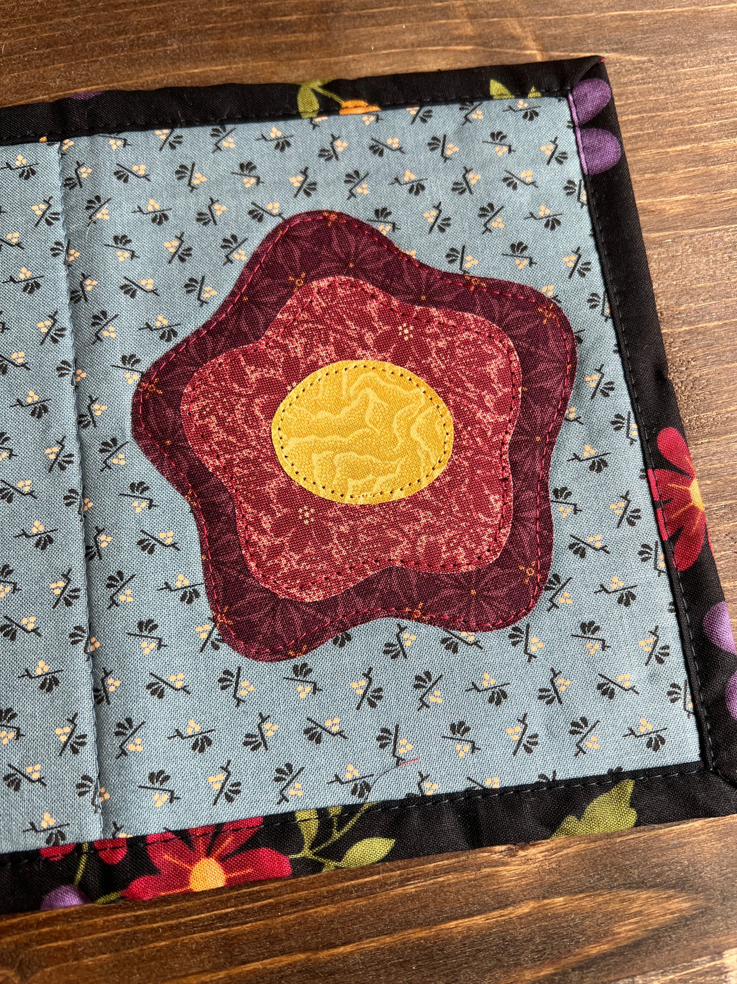Whimsy Flower Mug Rug Blue