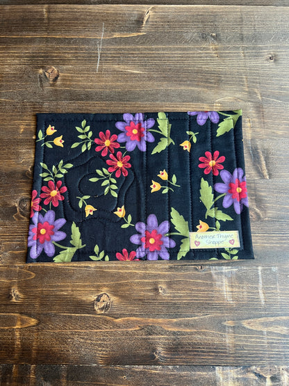 Whimsy Flower Mug Rug Blue