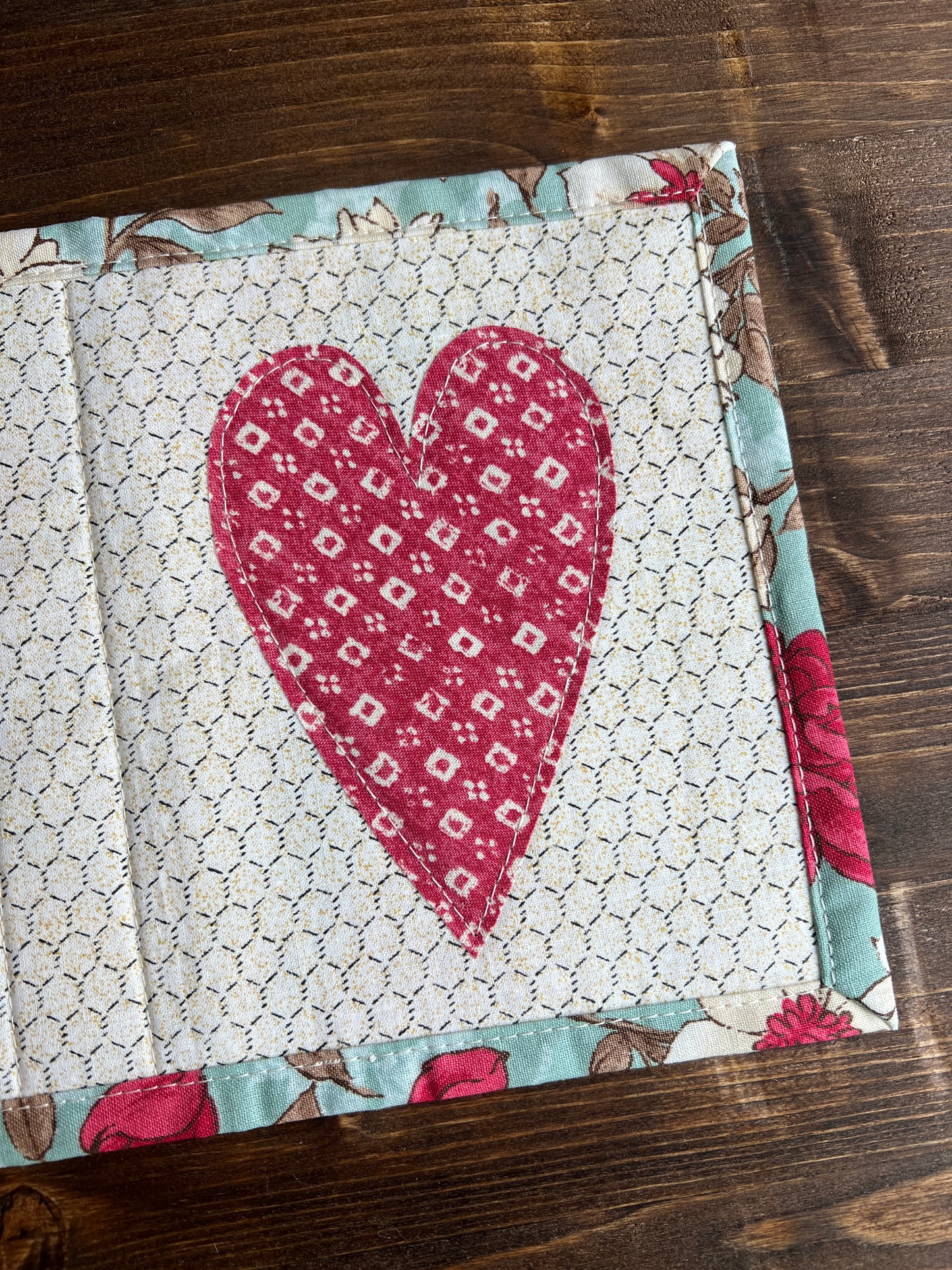 Heart Mug Rug Soft Floral