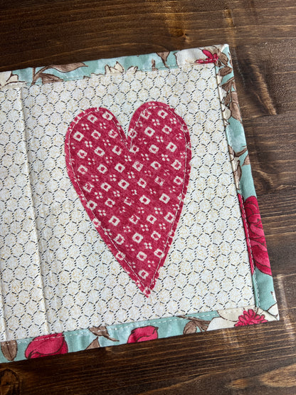 Heart Mug Rug Soft Floral