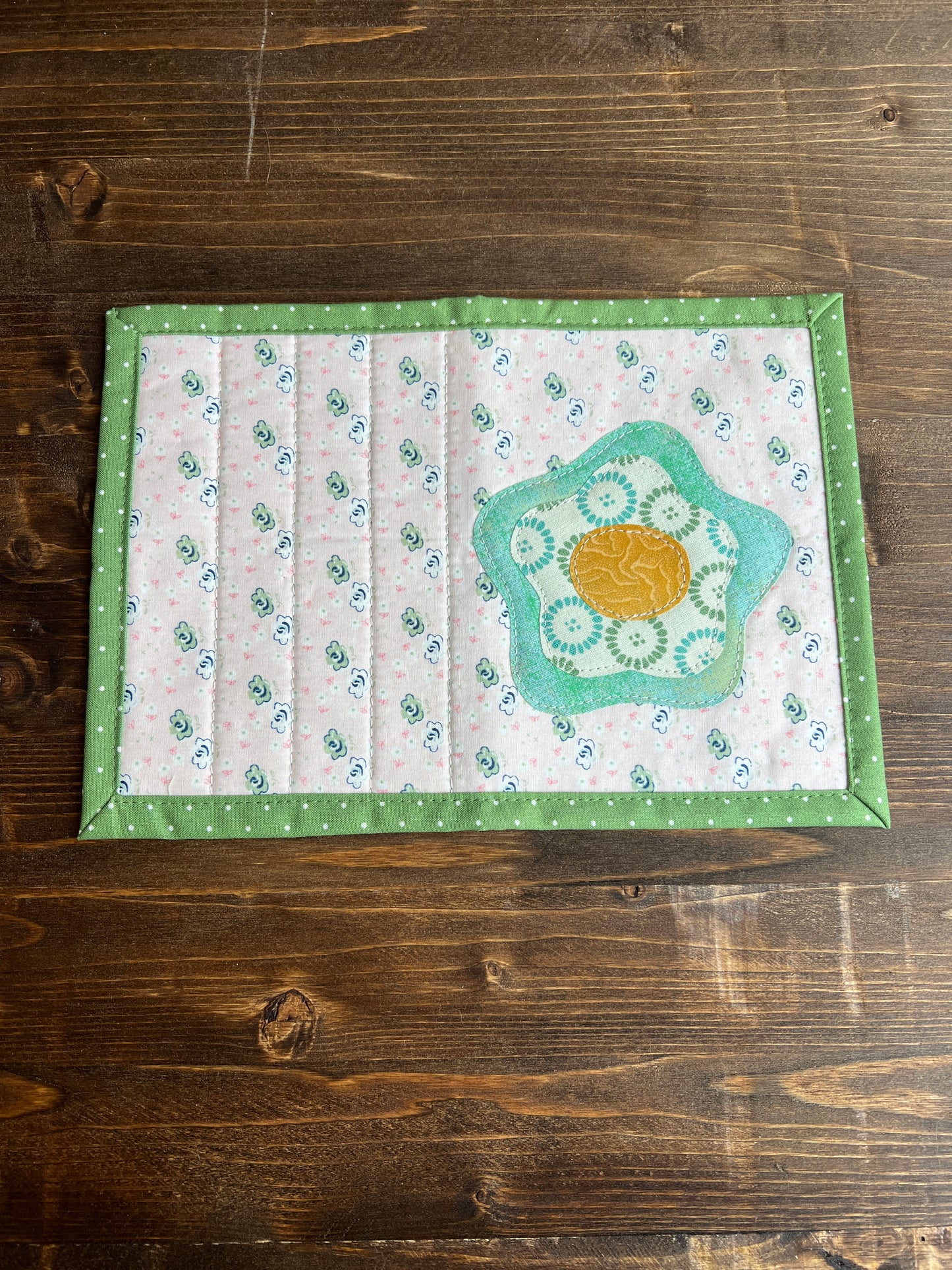 Whimsy Flower Mug Rug Green