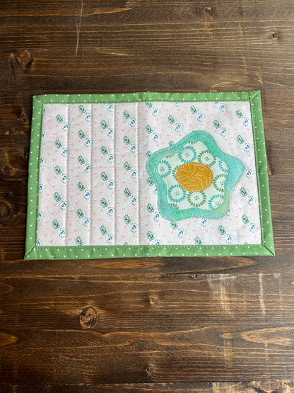Whimsy Flower Mug Rug Green