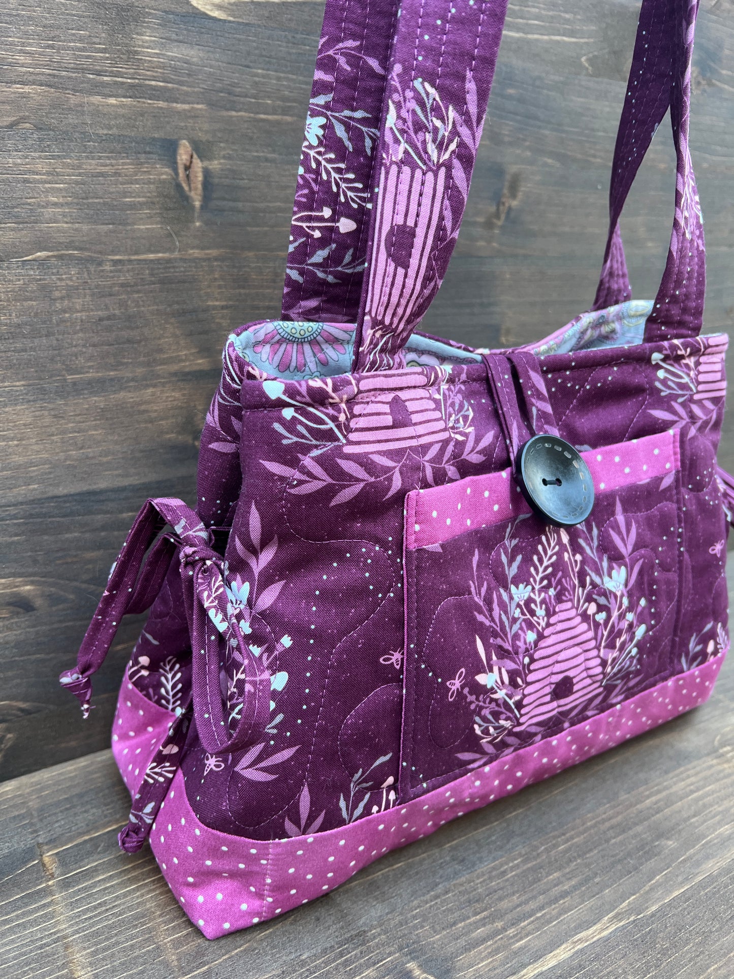 Plum Beehive Mini Bow Tucks Bag