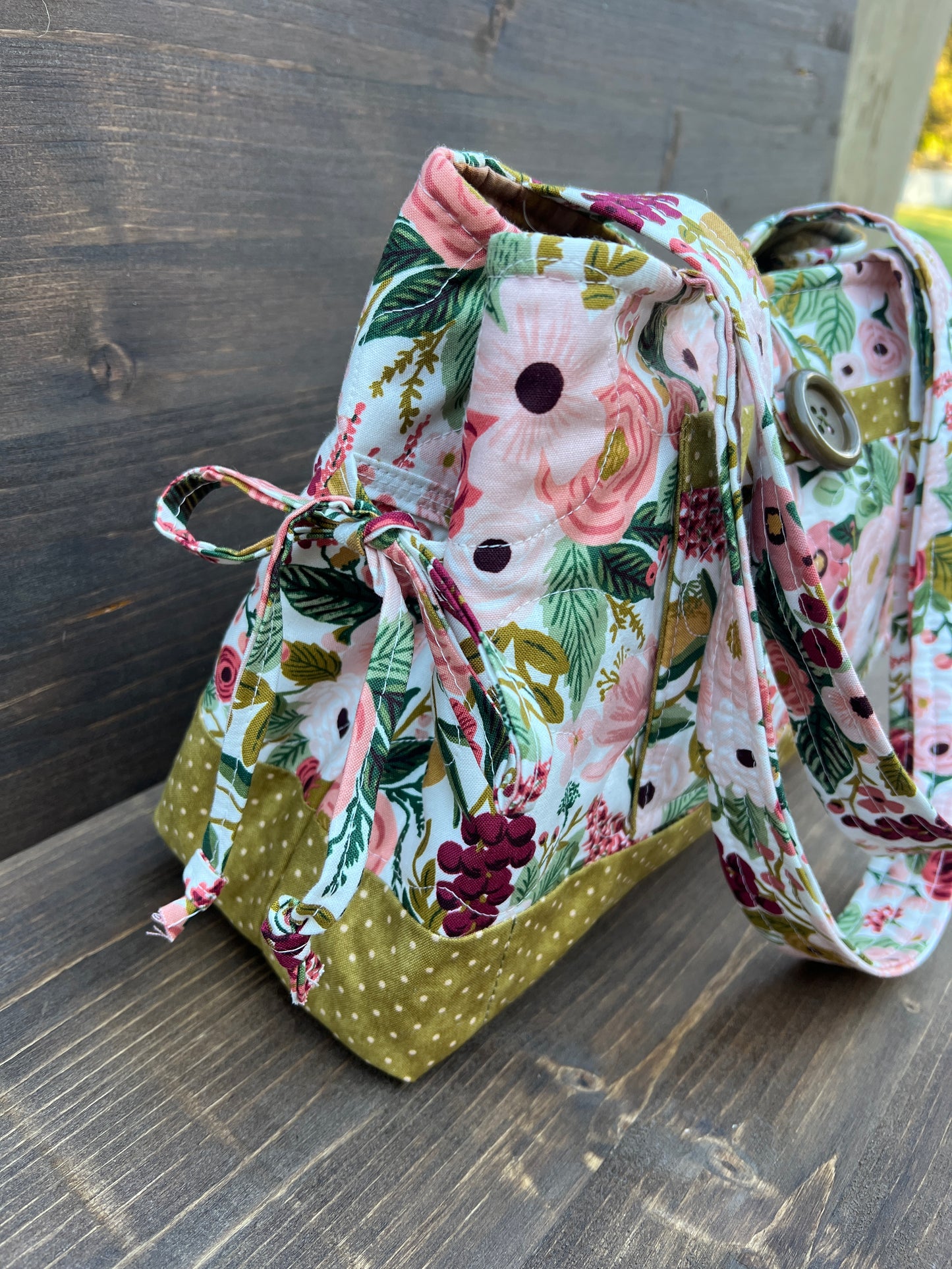 Green Floral Mini Bow Tucks Bag