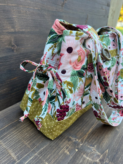 Green Floral Mini Bow Tucks Bag