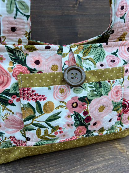 Green Floral Mini Bow Tucks Bag