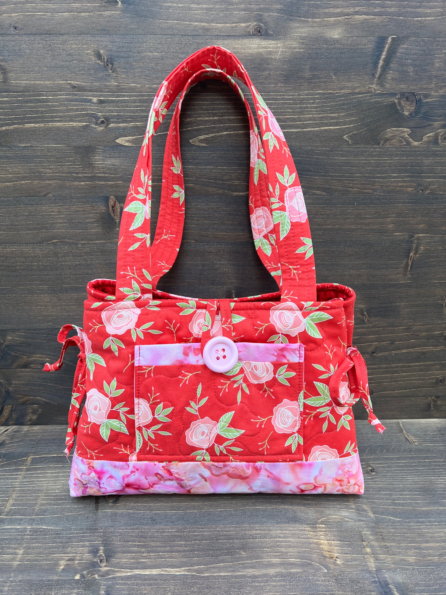 Red Floral Mini Bow Tucks Bag