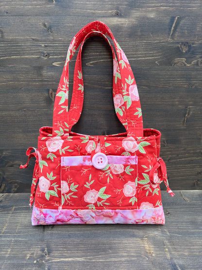 Red Floral Mini Bow Tucks Bag