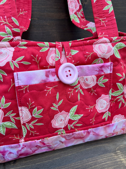 Red Floral Mini Bow Tucks Bag