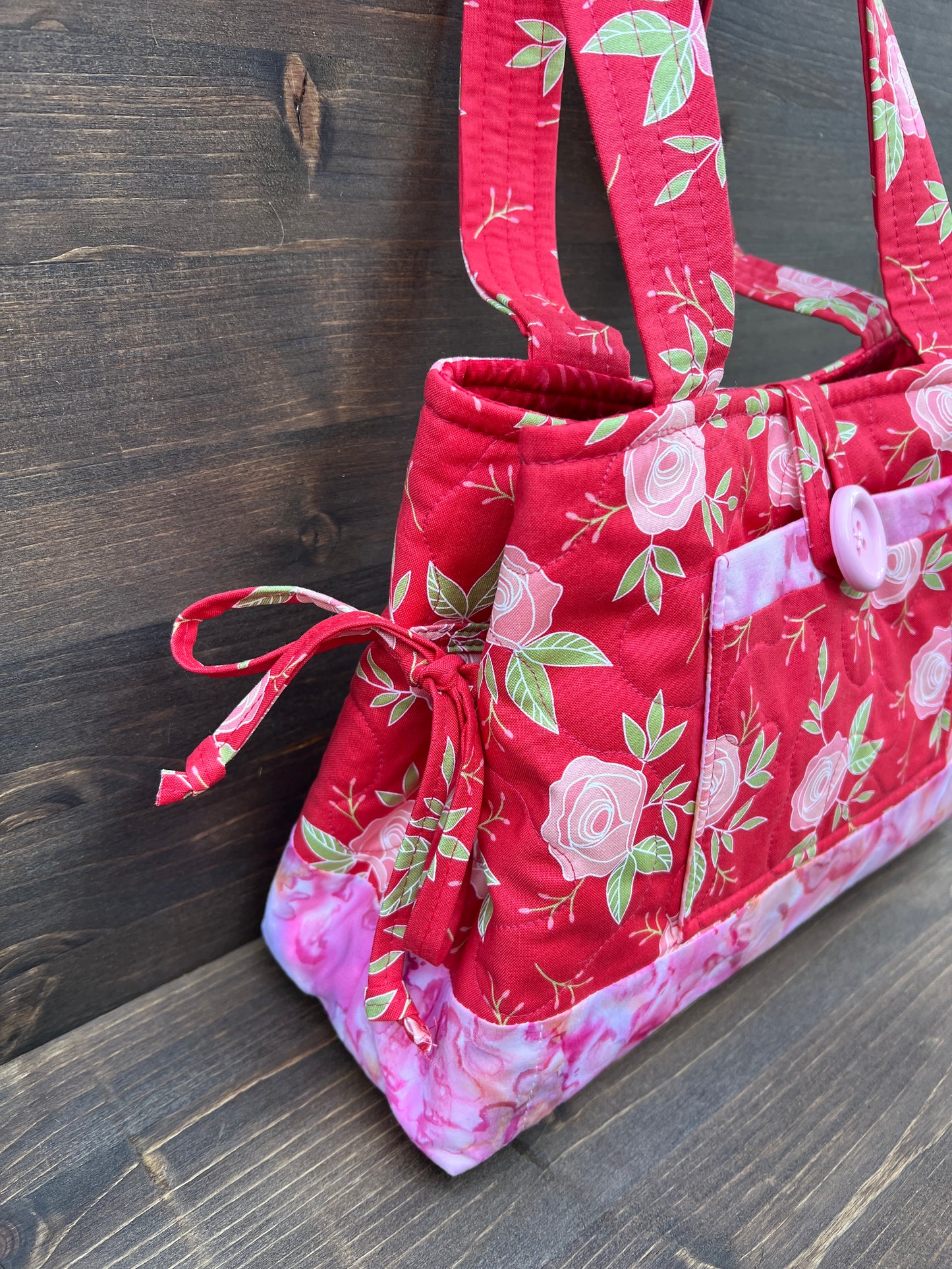 Red Floral Mini Bow Tucks Bag