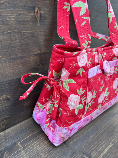 Red Floral Mini Bow Tucks Bag