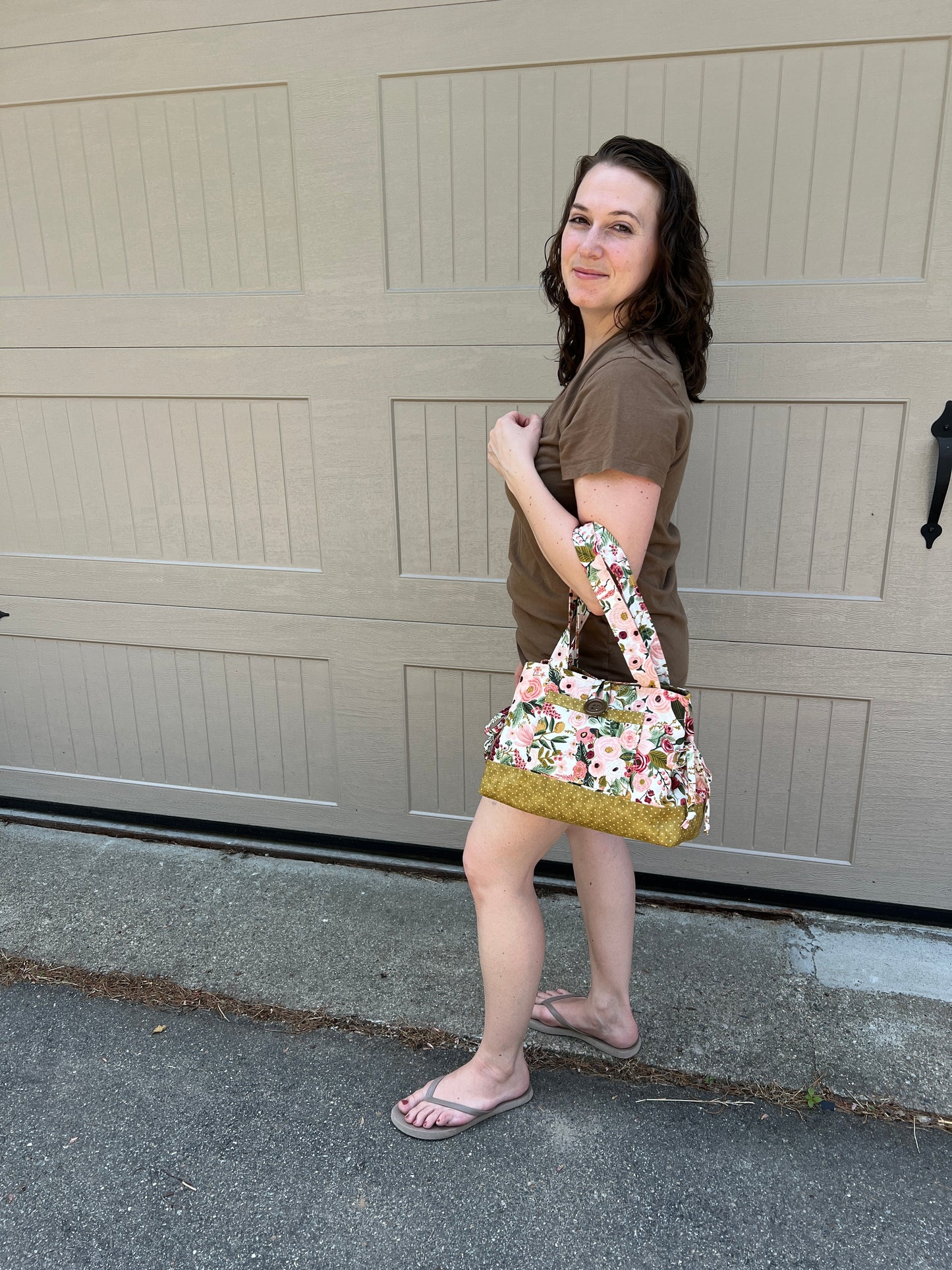 Green Floral Mini Bow Tucks Bag