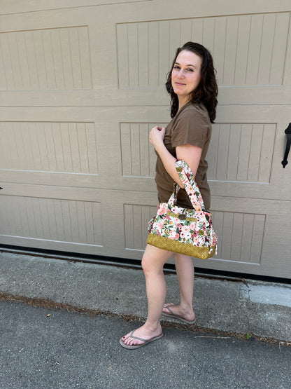 Green Floral Mini Bow Tucks Bag