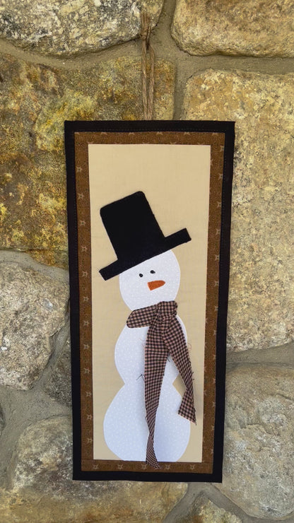 Mini Snowman Banner navy and tan scarf